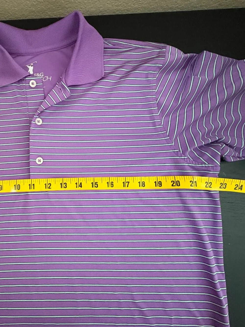 Victoria National Golf Club Polo Shirt Mens M Purple Striped F&G Tech Golf